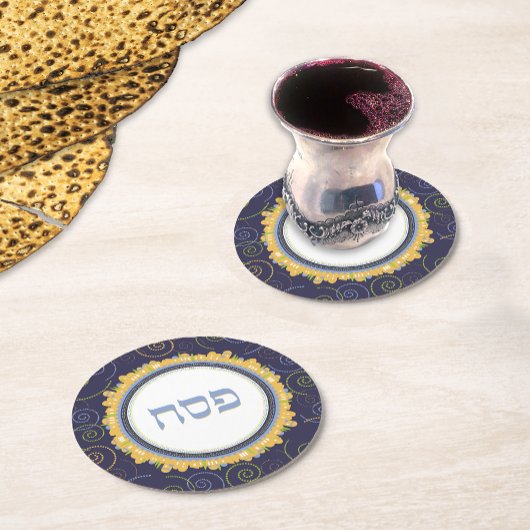 Passover Pesach Seder Jerusalem-Onderzetter Ronde Kartonnen Onderzetter