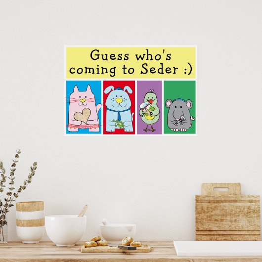 Passover Pets Seder Poster 20 x 24 Matte Finish (Keuken)