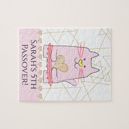 Passover Pink Cat Ballerina Puzzle voor kinderen Legpuzzel (Horizontaal)