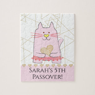 Passover Pink Cat Ballerina Puzzle voor kinderen Legpuzzel