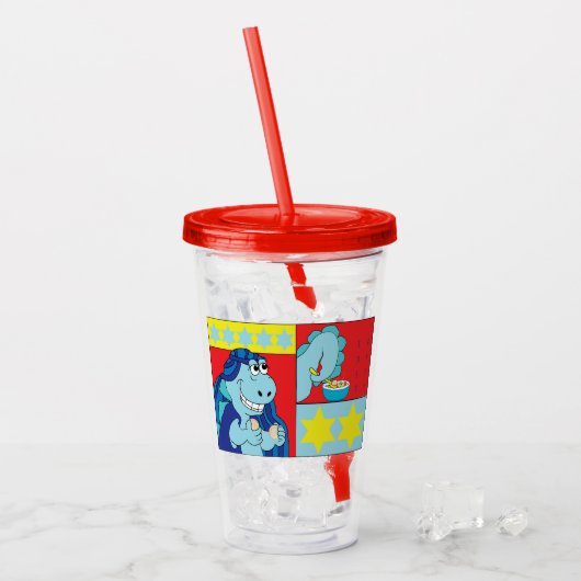 Passover Red Acrylic Tumbler 16 oz Sedersaurus Acryl Drinkbeker (Voorkant ijs)