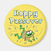 Passover Round Magnet "Hoppy Passover" (Voorkant)