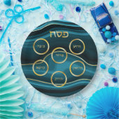 Passover Seder Bord Faux Agate Blauwgroen & Gold (Feest)