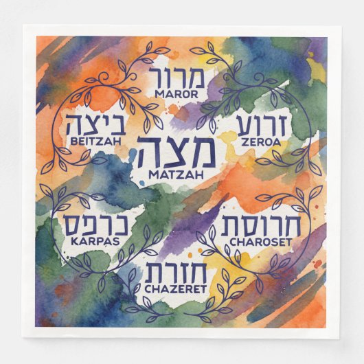 Passover Seder Bord Pesach Tafel Decoratie Servet (Voorkant)