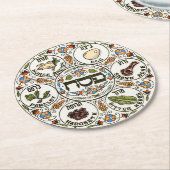 Passover Seder bord Ronde Kartonnen Onderzetter (Gebogen)