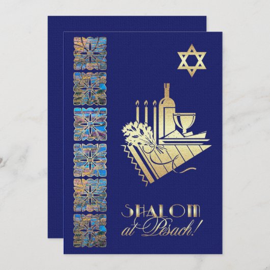 Passover Seder Custom Flat Invitations Kaart (Voorkant / Achterkant)