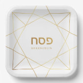 Passover Seder Custom Pillow Gold Geometric Lijst Papieren Bordje (Voorkant)