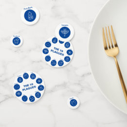 Passover Seder De 10 Plagues Blue en White Confetti
