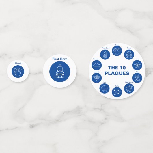 Passover Seder De 10 Plagues Blue en White Confetti (Voorkanten)