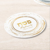 Passover Seder Elegant Moderne Gold Swash Round Pa Ronde Kartonnen Onderzetter (Gebogen)