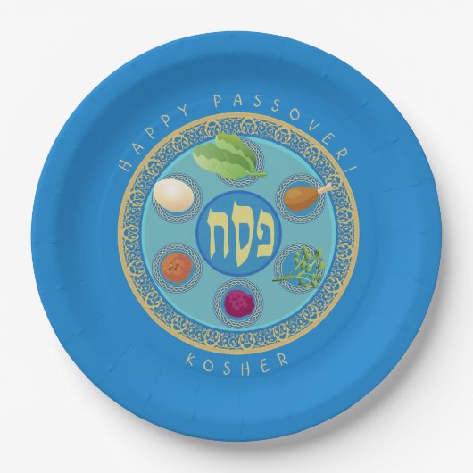 Passover Seder Foods Kosher Pesach Papieren Bordje (Voorkant)