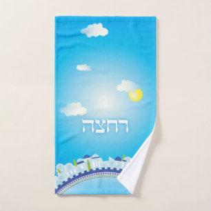 Passover Seder Hand Towel met Jerusalem Sky Theme Handdoek