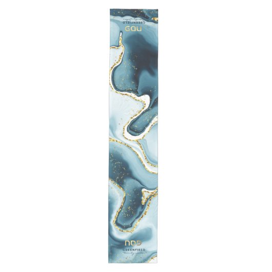 Passover Seder Hebrew Blauwgroen Agate Persoonlijk Medium Tafelloper (Voorkant)