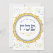 Passover Seder Invitation Jerusalem Swirl Hebreeuw Feestdagenkaart (Voorkant)