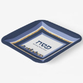 Passover Seder Jerusalem Blue Gold Hebreeuw Papieren Bordje (Gebogen)