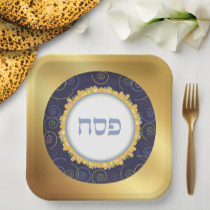 Passover Seder Jerusalem Elegant Square Papieren Bordje