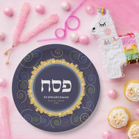 Passover Seder Jerusalem Swirl Hebreeuws Name Bord (Feest)