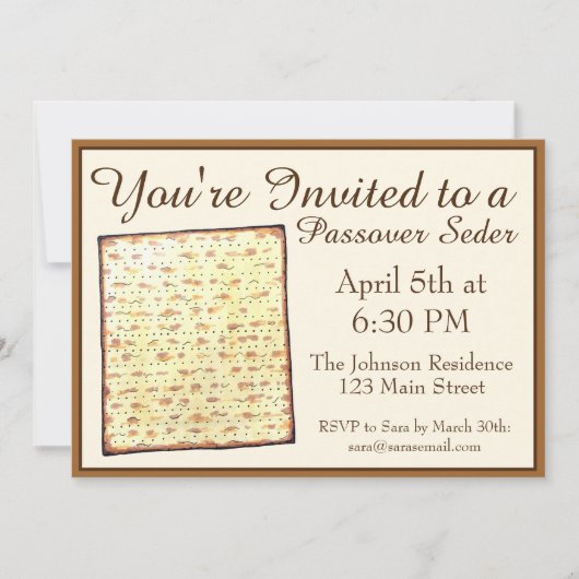 Passover Seder Jewish Holiday Dinner Matzo Matzah Kaart (Voorkant)