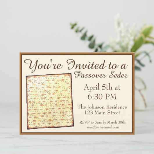 Passover Seder Jewish Holiday Dinner Matzo Matzah Kaart (Staand voorkant)