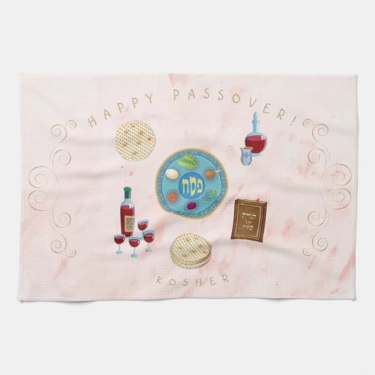 Passover Seder Kosher Pesach Decoratief Theedoek (Horizontaal)