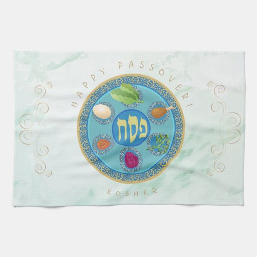 Passover Seder Kosher Pesach Decoratief Theedoek (Horizontaal)