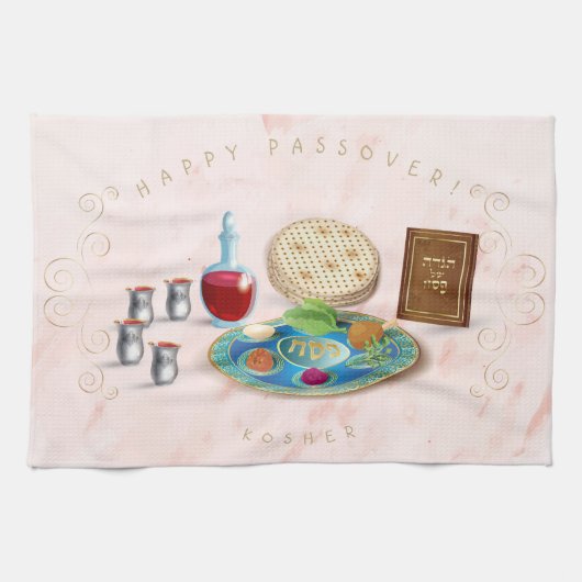 Passover Seder Kosher Pesach Decoratief Theedoek (Horizontaal)