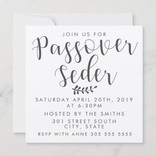 Passover Seder Kraft Invite Kaart (Voorkant)