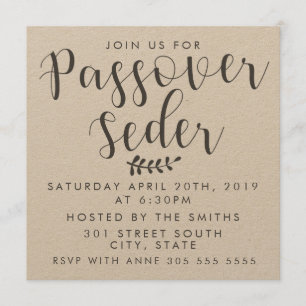 Passover Seder Kraft Invite Kaart