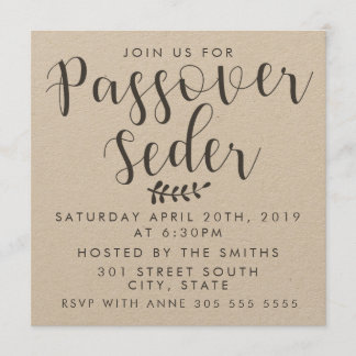 Passover Seder Kraft Invite Kaart