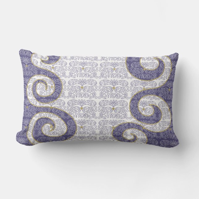 Passover Seder Lumbar Pillow "Passover Paisley" Kussen (Voorkant)