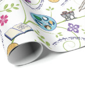 Passover Seder Matza Wijn Kikkers Colorful Quirky Cadeaupapier (Rol Hoek)