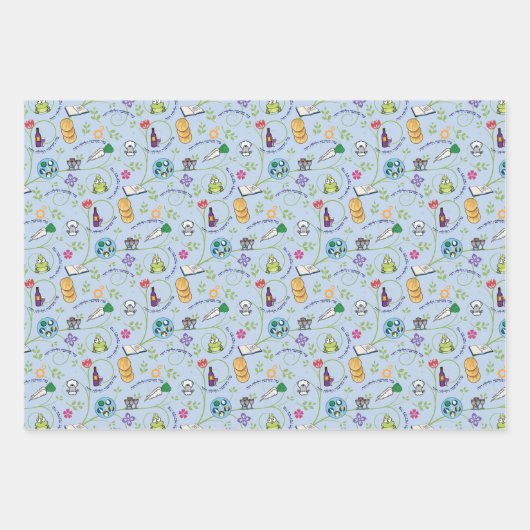 Passover Seder Matzah, Wijnkikkers, kleurrijk en v Inpakpapier Vel (Voorkant 3)