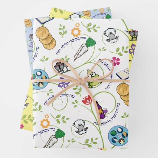 Passover Seder Matzah, Wijnkikkers, kleurrijk en v Inpakpapier Vel (In situ)