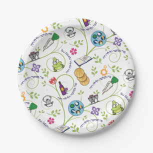 Passover Seder Matzah Wine Kikkers Whimsy en Fun Papieren Bordje