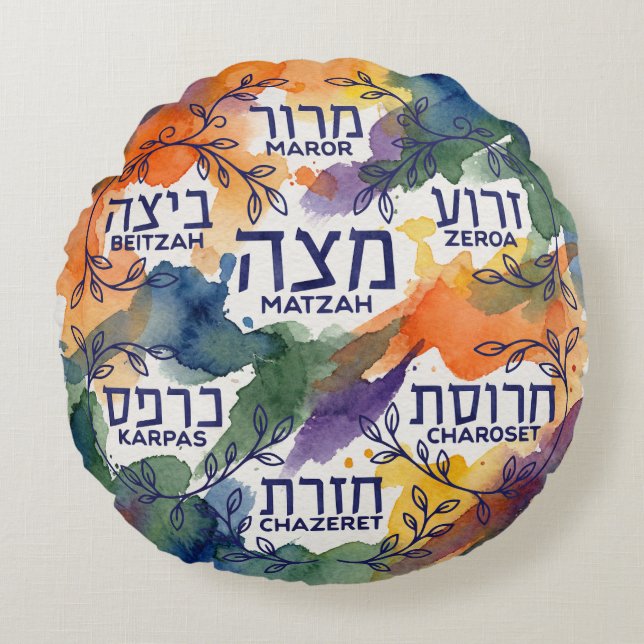 Passover Seder Plaat Leuning Kussen voor Seder (Voorkant)