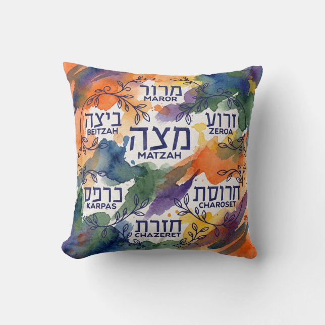 Passover Seder Plate Leaning Pillow for Seder Kussen (Voorkant)