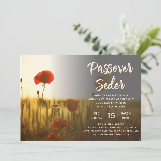 Passover Seder Poppy-uitnodiging Kaart (Staand voorkant)