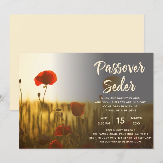 Passover Seder Poppy-uitnodiging Kaart (Voorkant / Achterkant)