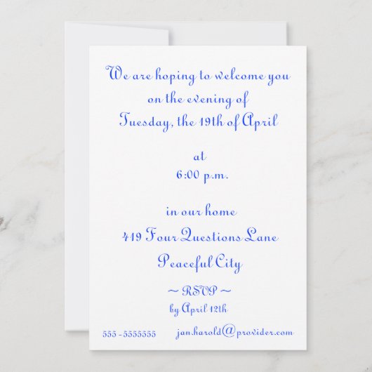 Passover Seder-uitnodiging Kaart (Achterkant)