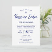 Passover Seder Unique Blue Gold Invitation Kaart (Staand voorkant)