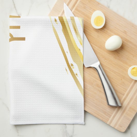 Passover Seder Urchatz Elegant Gold Kitchen Towel Theedoek (Quarter Fold)