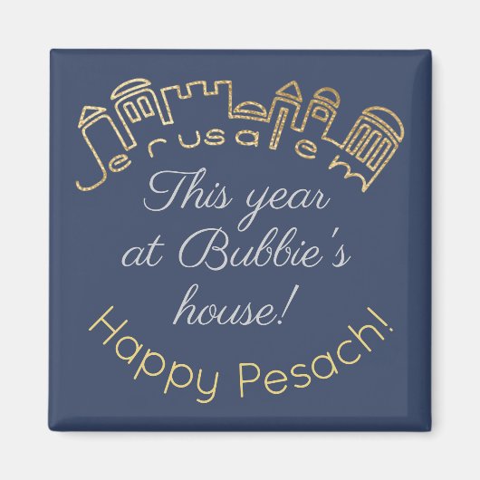 Passover Square Magnet "Gold Jerusalem" (Voorkant)