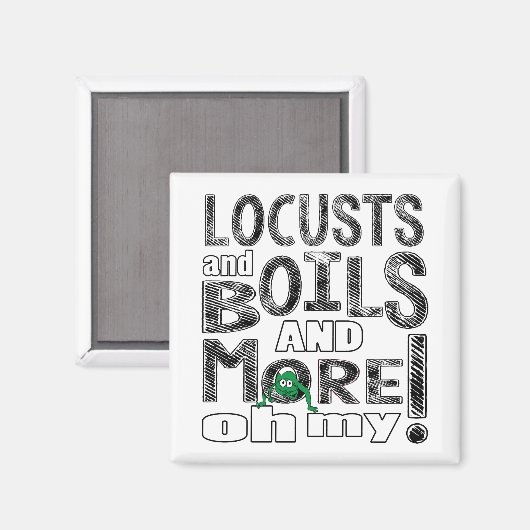 Passover Square Magnet "Locusts & Boils & more..." (Voorkant / Achterkant)