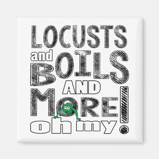 Passover Square Magnet "Locusts & Boils & more..." (Voorkant)