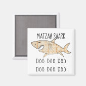 Passover Square Magnet "Matzah Shark Doo Doo Doo" (Voorkant / Achterkant)