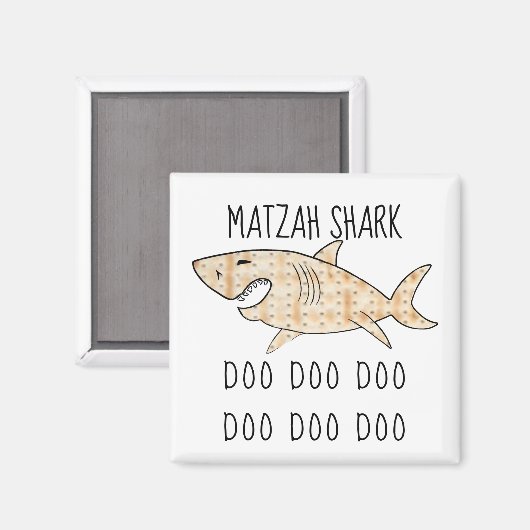 Passover Square Magnet "Matzah Shark Doo Doo Doo" (Voorkant / Achterkant)