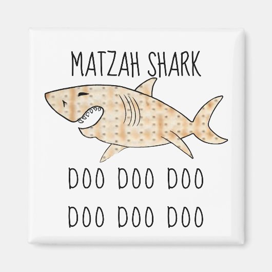 Passover Square Magnet "Matzah Shark Doo Doo Doo" (Voorkant)