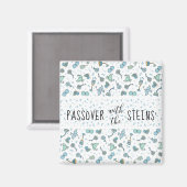Passover Square Magnet Whimsical Seder Time (Voorkant / Achterkant)