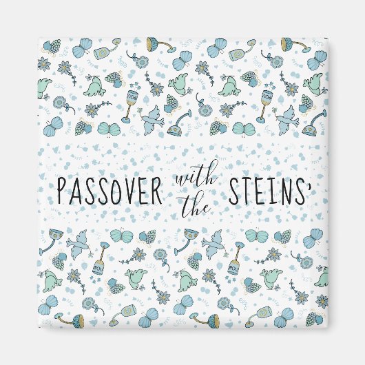 Passover Square Magnet Whimsical Seder Time (Voorkant)