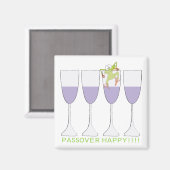 Passover Square Magnet "Wine and Frog" (Voorkant / Achterkant)